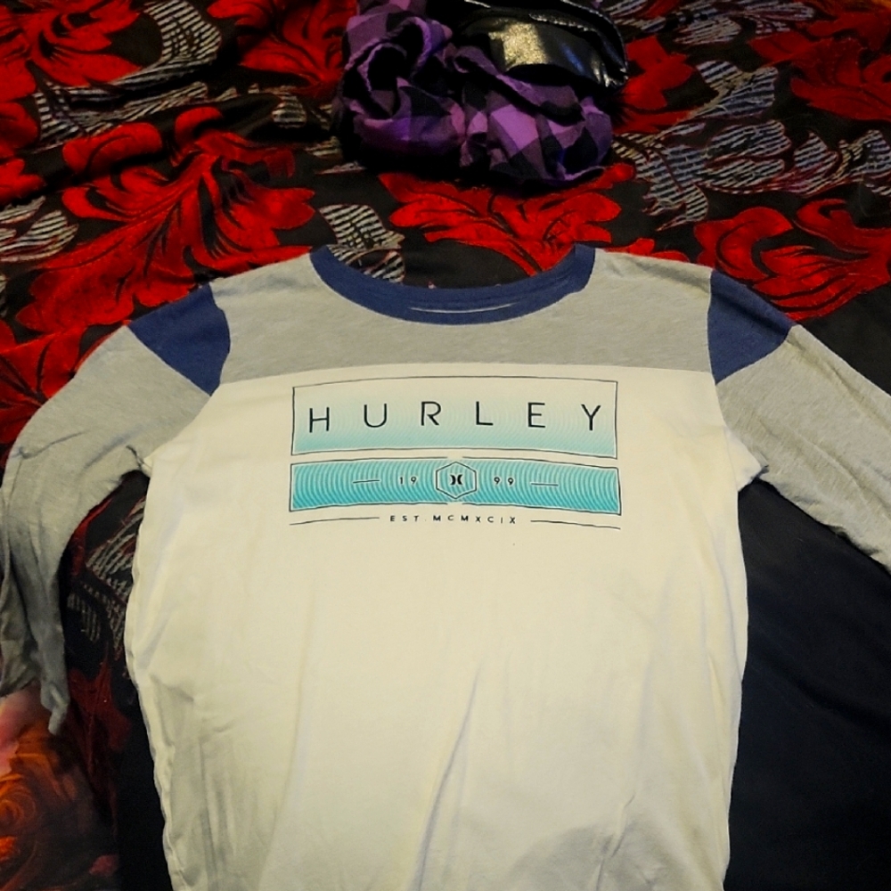 Hurley Long Sleeve Shirt in White and Blue